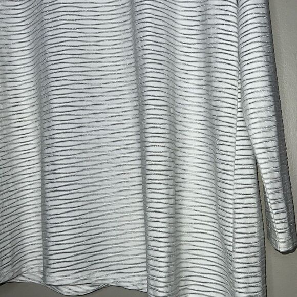 Calvin Klein silver striped long sleeve top with asymmetrical hem - Picture 4 of 11
